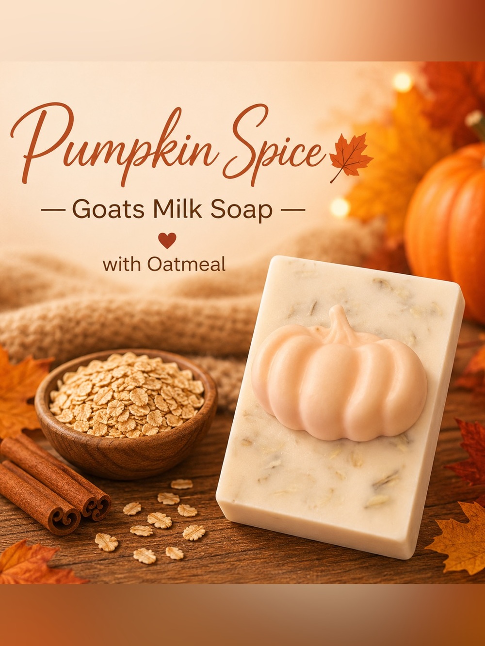 Pumpkin Spice goats milk soap w/ pumpkin topper-Handcrafted